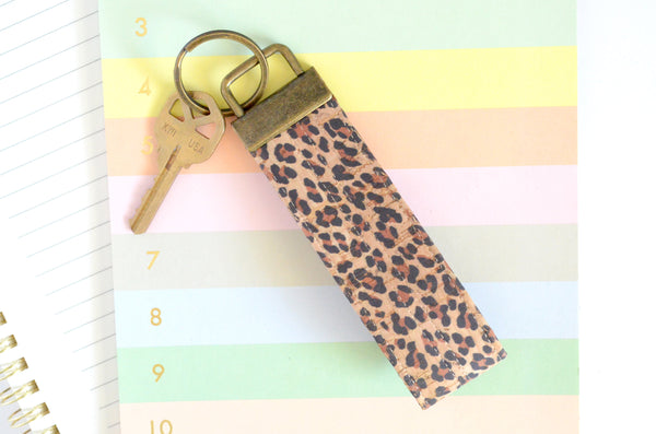 Mini Leopard Cork Leather Keychain