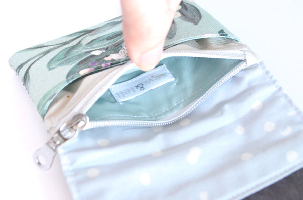 Blue Floral Mini Leather Snap Wallet