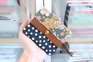 Black Golden June Floral Mini Leather Snap Wallet
