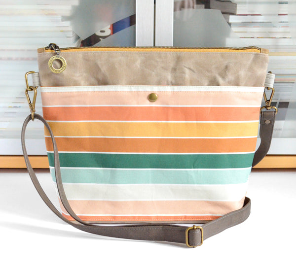 Muted Rainbow Stripe Crossbody Bag