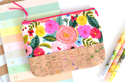 Pink Rifle Paper Co Juliet Floral Cork Leather Pouch