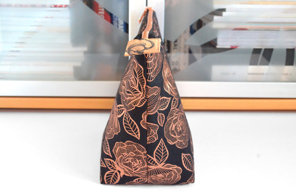 Black & Rose Gold Floral - Jumbo & Boxy Toiletry Bags