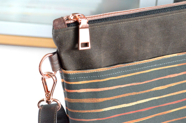 Brown Watercolour Stripe Crossbody Bag