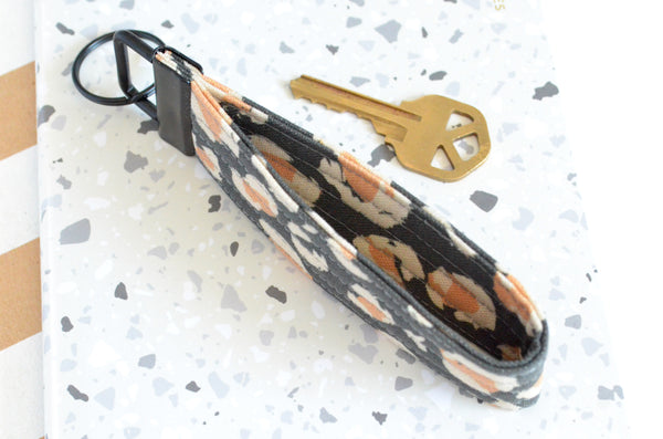 Black Leopard Canvas Keychain