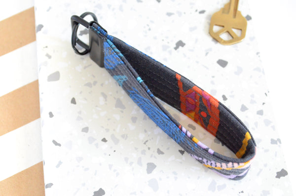 Black Feather Canvas Keychain