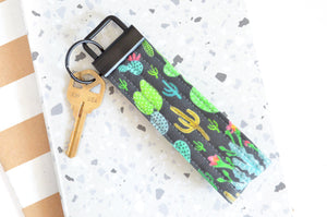 Black Neon Cacti Keychain