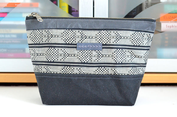 Black & White Woven Waxed Canvas Pouch