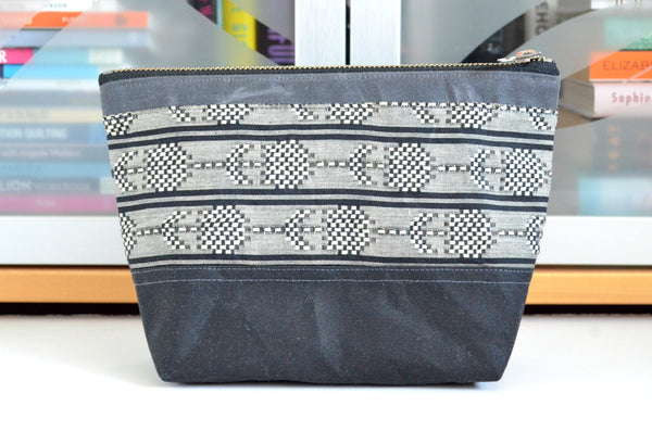 Black & White Woven Waxed Canvas Pouch