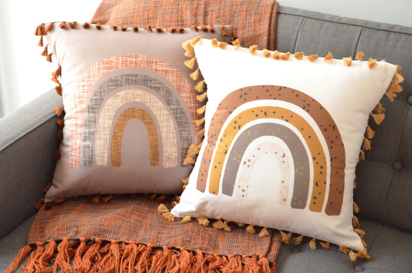 Pillow Cover - Boho Rainbow in Spice & Stone