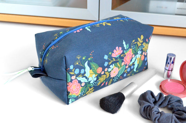 Navy Floral Vine Rifle Paper Co Toiletry Bag