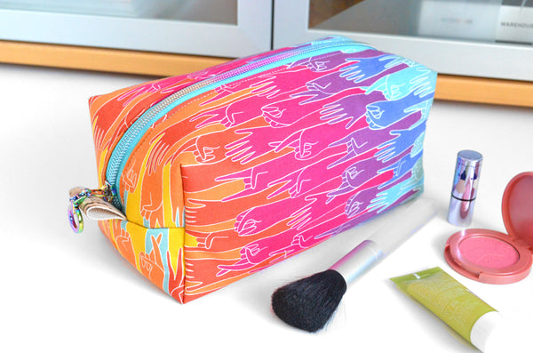Rainbow "Put Your Hands Up" Boxy Toiletry Bag