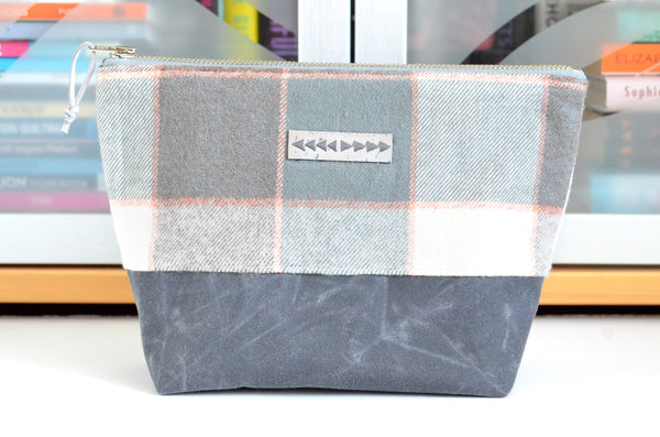 Pink & Grey Waxed Canvas Pouch