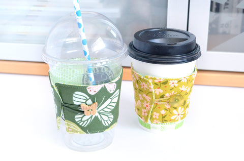 Green Floral & Butterfly Coffee Sleeve