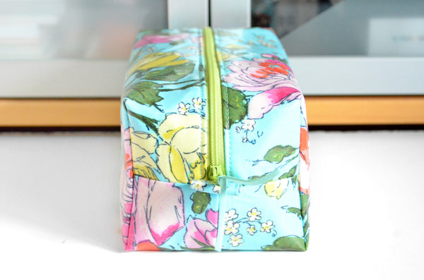 Blue Floral Laminated Toiletry Bag