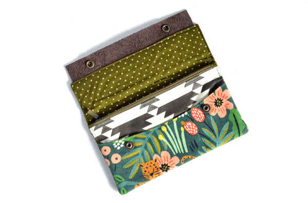 Green Rifle Paper Co Jungle Leather Snap Wallet