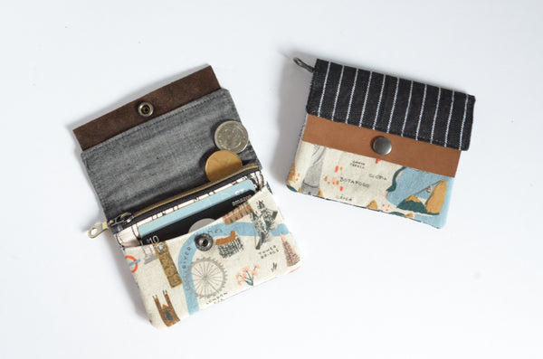 Beige Rifle Paper Co Bon Voyage Leather Snap Wallet