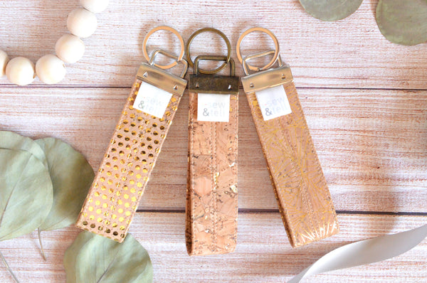 Gold Cork Leather Keychain Gifting Set