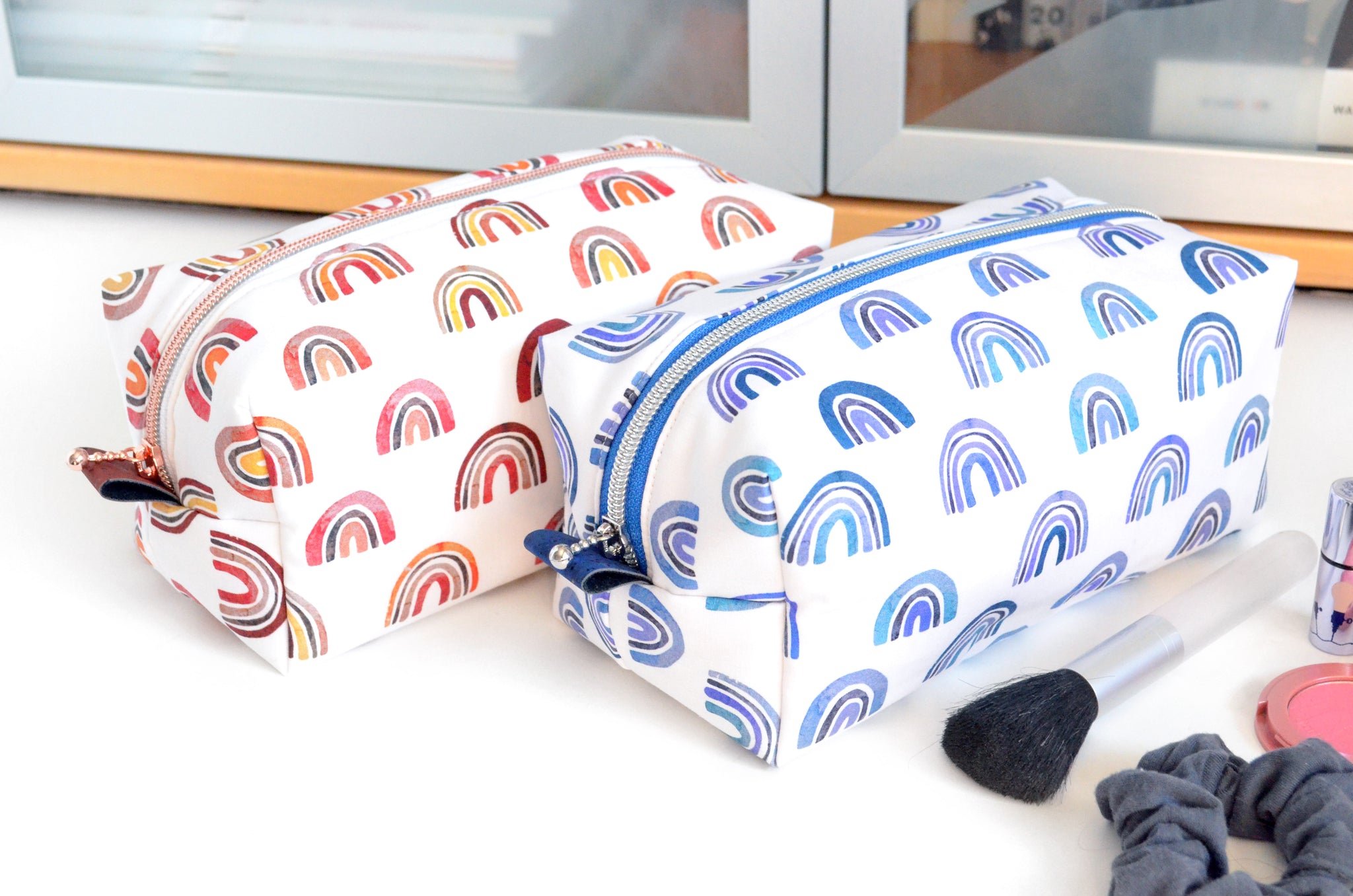 Red & Blue Rainbows Boxy Toiletry Bag