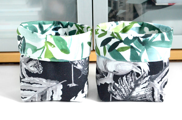 Black & White Tropical Fabric Plant Pot
