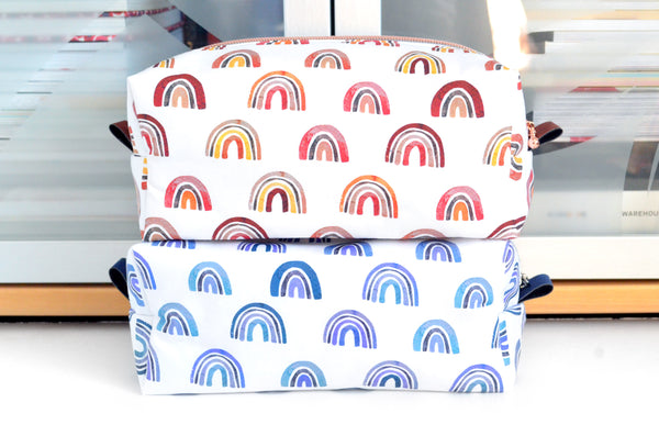 Red & Blue Rainbows Boxy Toiletry Bag