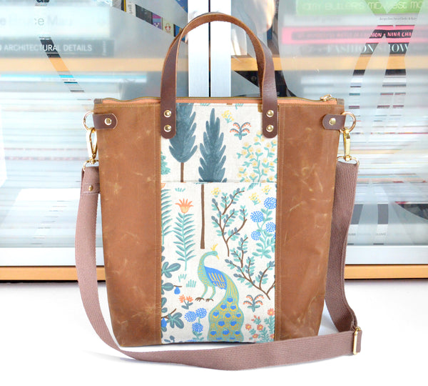 Brown & Beige Rifle Paper Co Camont Crossbody Tote Bag