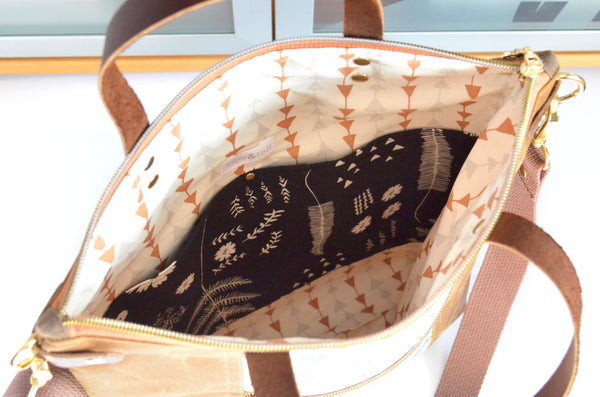 Brown & Beige Rifle Paper Co Camont Crossbody Tote Bag