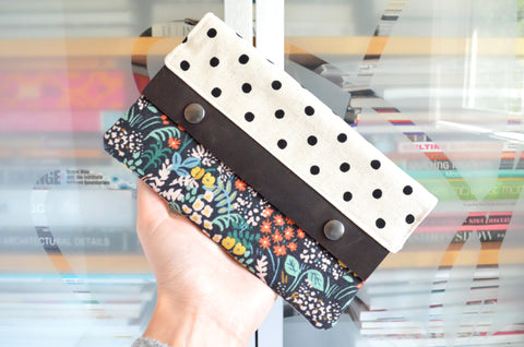 Black & Red Rifle Paper Co Floral Leather Snap Wallet