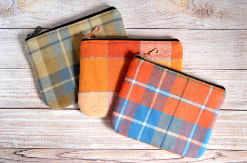 Rustic Plaid Flannel Small Zipper Pouch