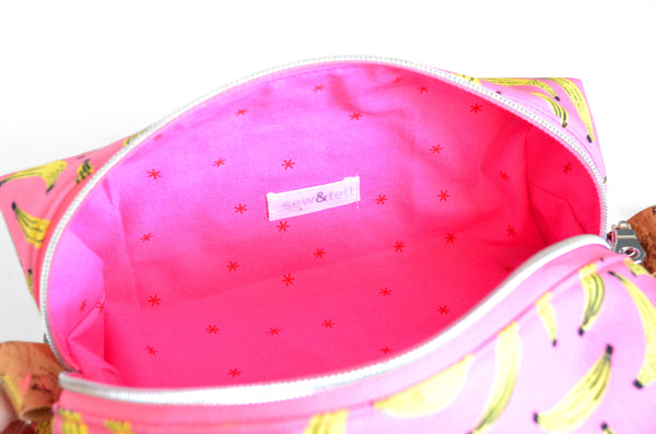 Pink & Blue Bananas Boxy Toiletry Bag