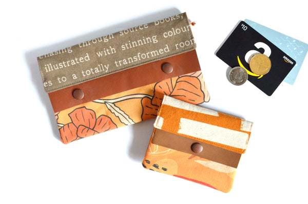 Orange Floral & Boho Leather Snap Wallet