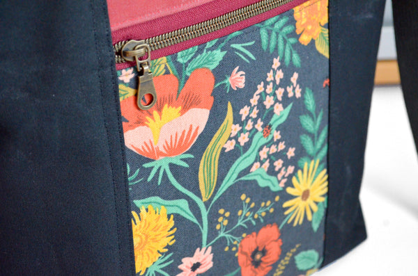 Black & Red Rifle Paper Co Camont Floral Crossbody Tote Bag
