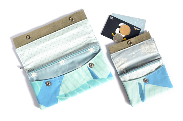 Blue Tropical Leather Snap Wallet