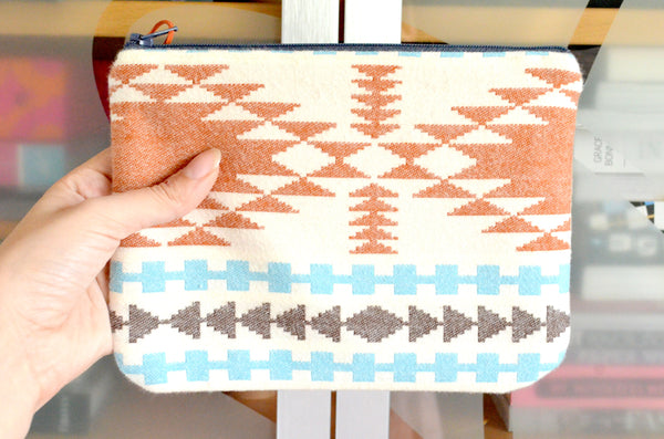 Ivory Taos Plaid Flannel Small Zipper Pouch