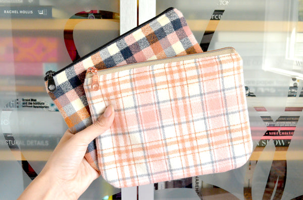 Pink Plaid Flannel Small Zipper Pouch