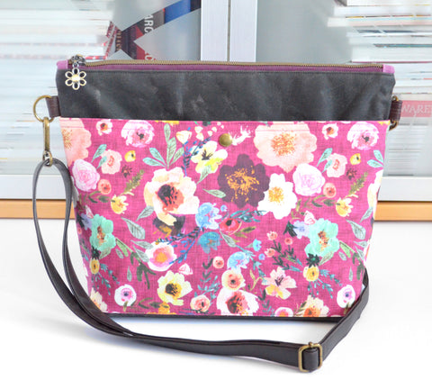 Purple Watercolour Floral Crossbody Bag