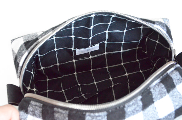 Black & White Plaid Flannel Boxy Toiletry Bag