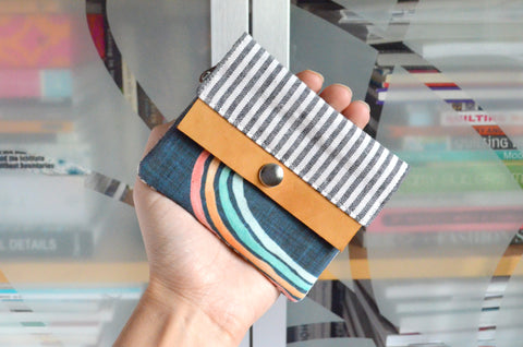 Rainbow Railway Stripe Leather Snap Wallet