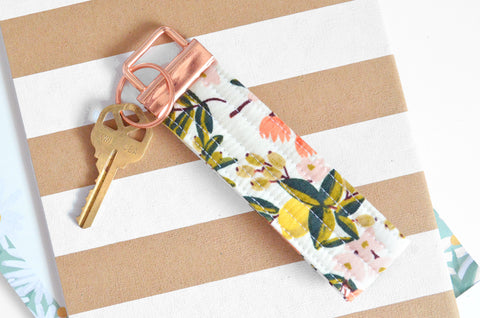 Rose Gold Rifle Paper Co Citrus Keychain