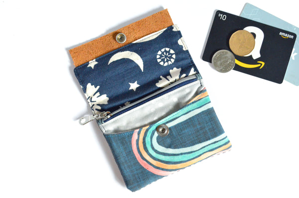 Rainbow Railway Stripe Leather Snap Wallet