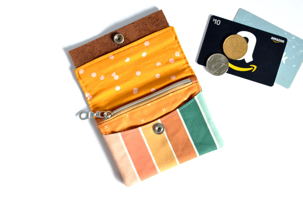 Bright Stripe & Polka-Dot Leather Snap Wallet