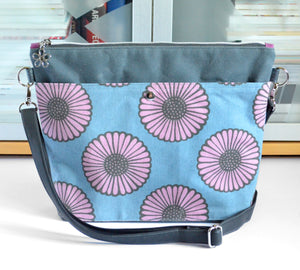 Blue & Lilac African Daisy Crossbody Bag