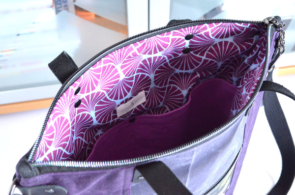 Purple Watercolour Floral Crossbody Tote Bag
