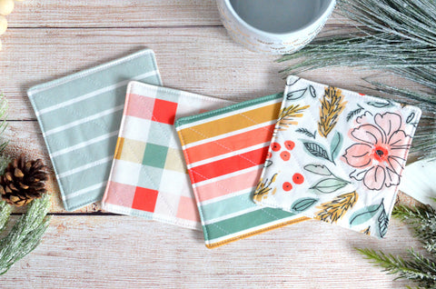 Bright Holiday Floral Drink Coaster Set