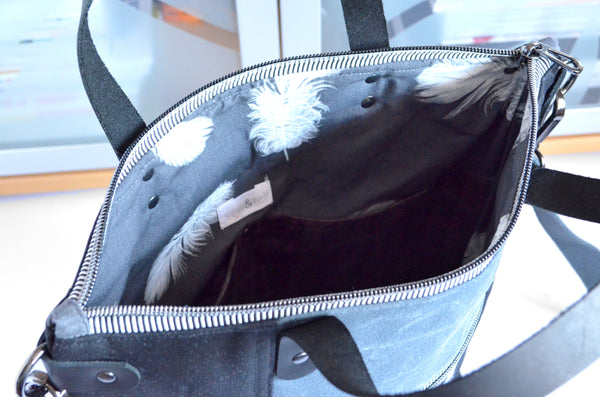 Black & White Flamingo Crossbody Tote Bag