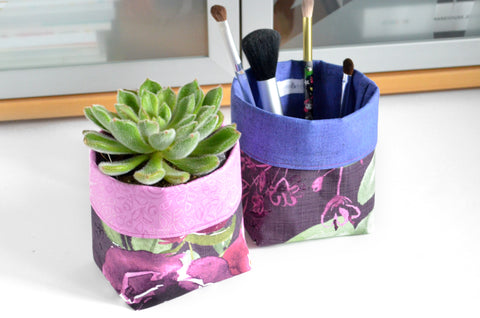 Purple Floral Fabric Plant Pot