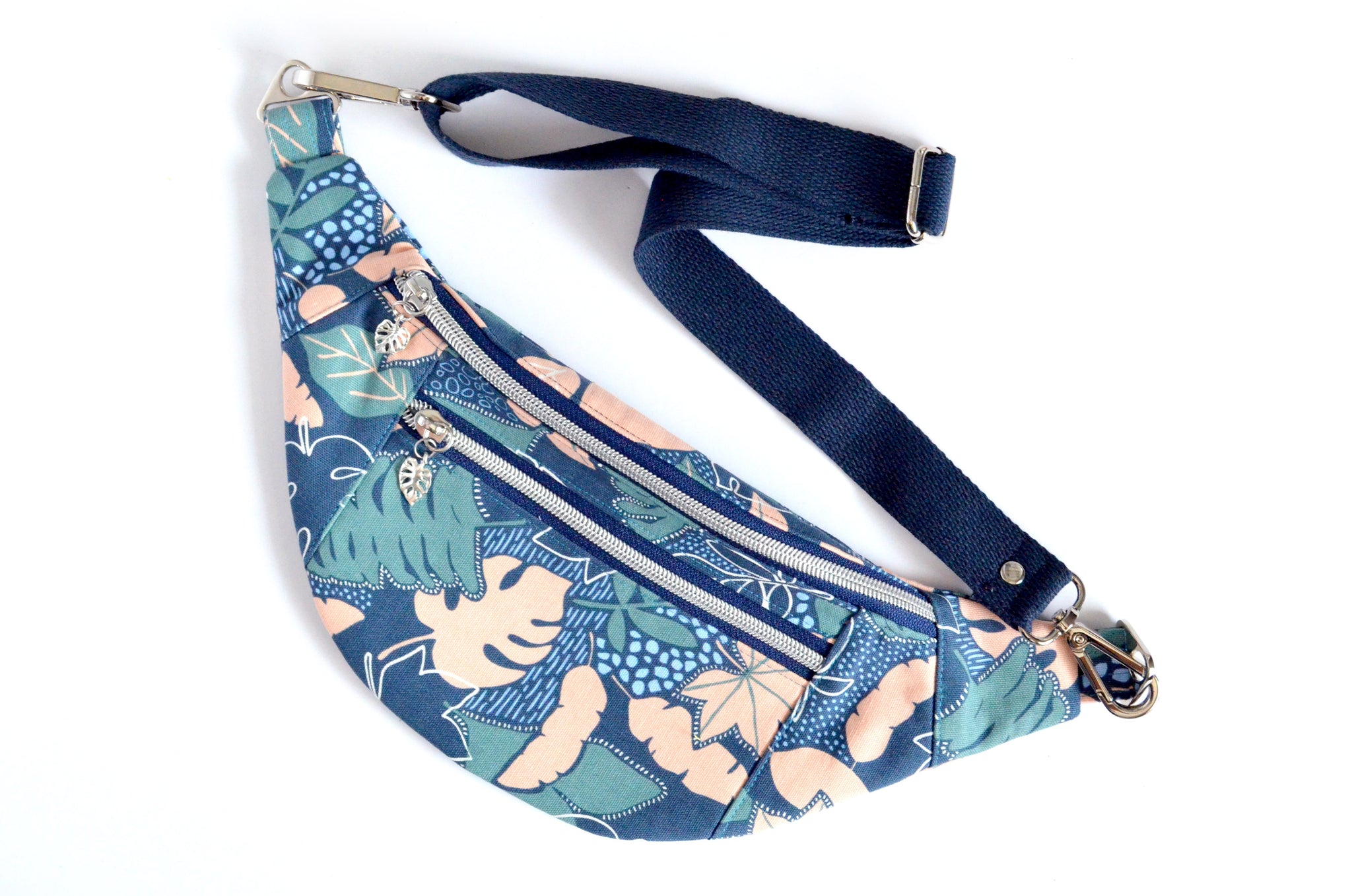 Navy Blue Hibiscus Fanny Pack