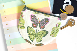 Green Butterfly Round Coin Purse