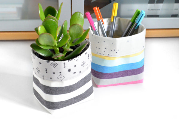 Colourful Stripe Fabric Plant Pot
