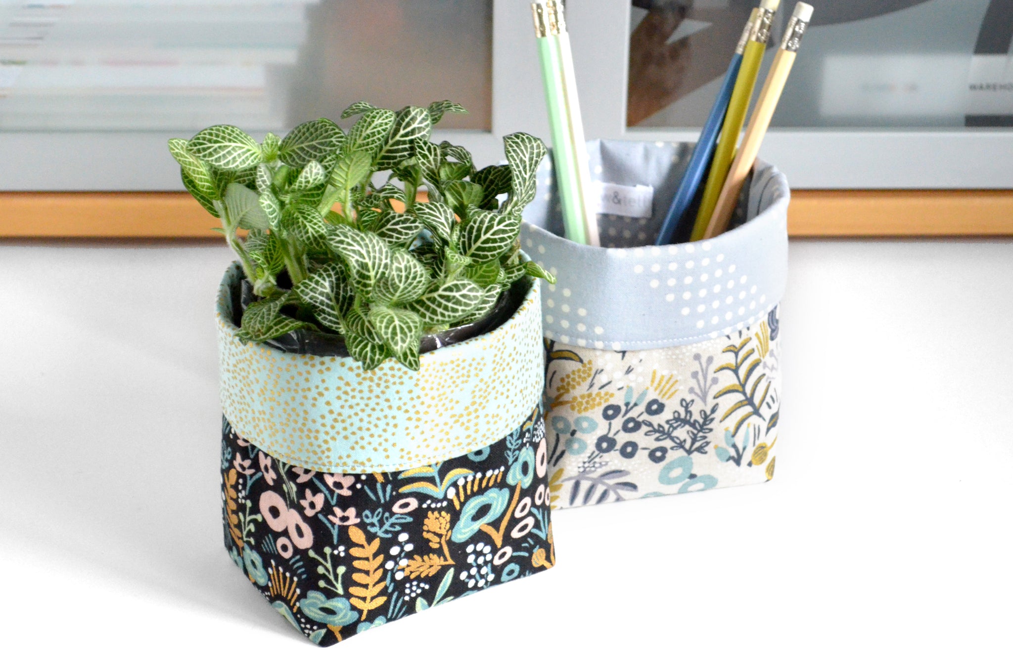 Rifle Paper Co Gold Tapestry Fabric Plant Pot