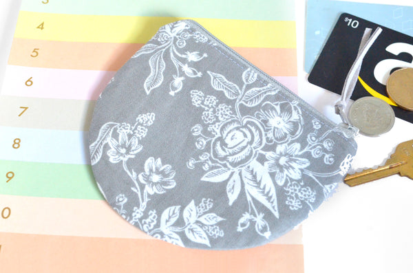 Grey Rifle Paper Co Toile Floral Round Coin Purse